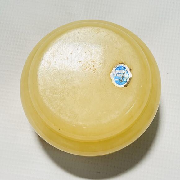 Vintage Italian Alabaster Trinket Box Stone & Brass For Jewelry Made in Italy - Picture 7 of 8